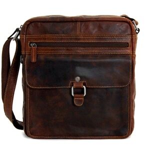 JACK GEORGES Large Voyager Crossbody Brown Leather bag